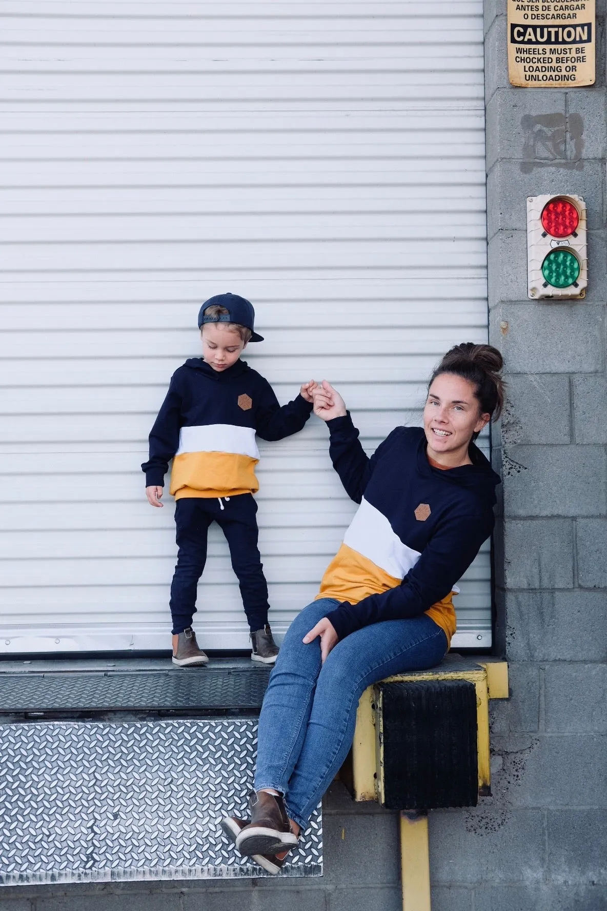 Navy/Mustard Color Block Hoodie