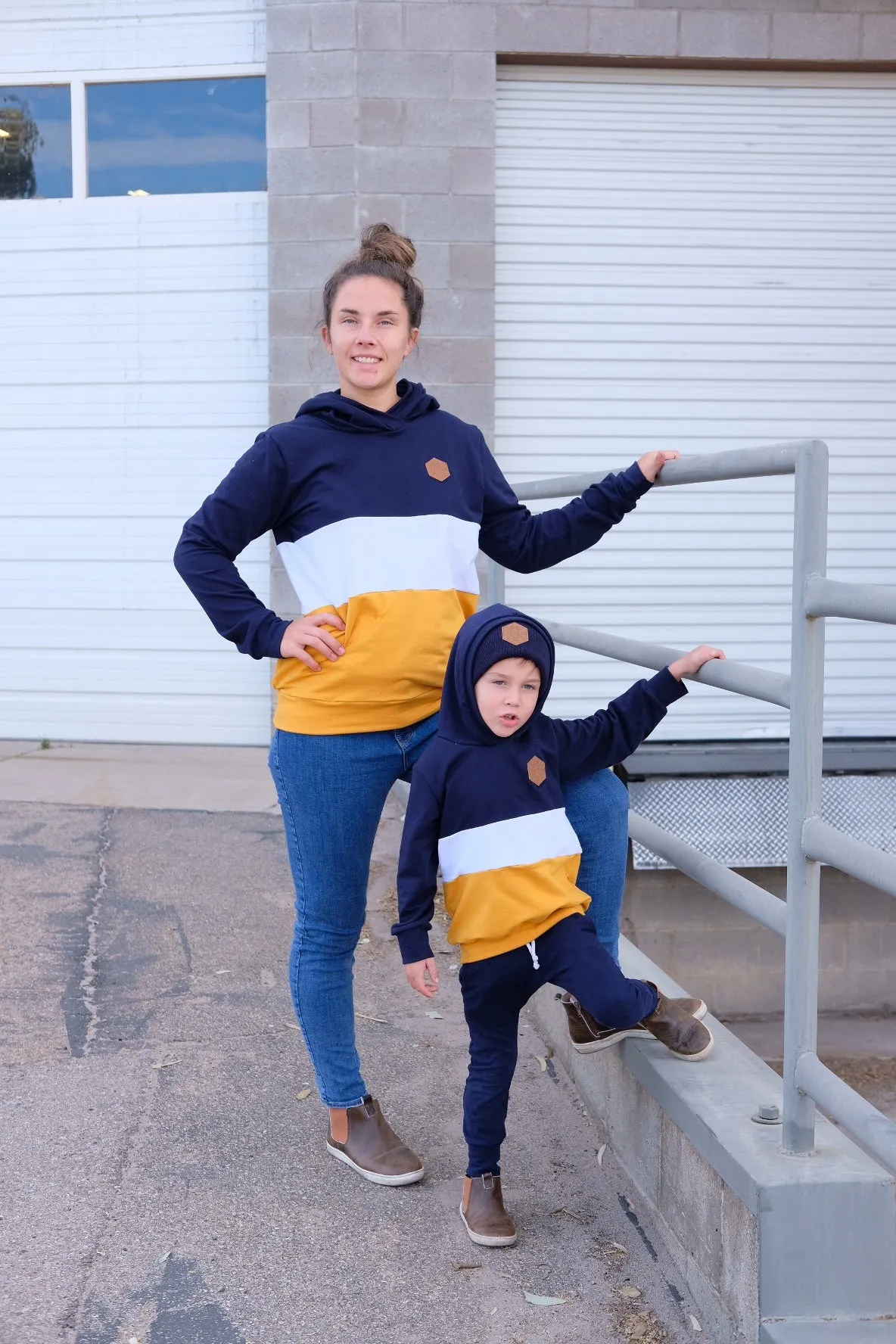 Navy/Mustard Color Block Hoodie