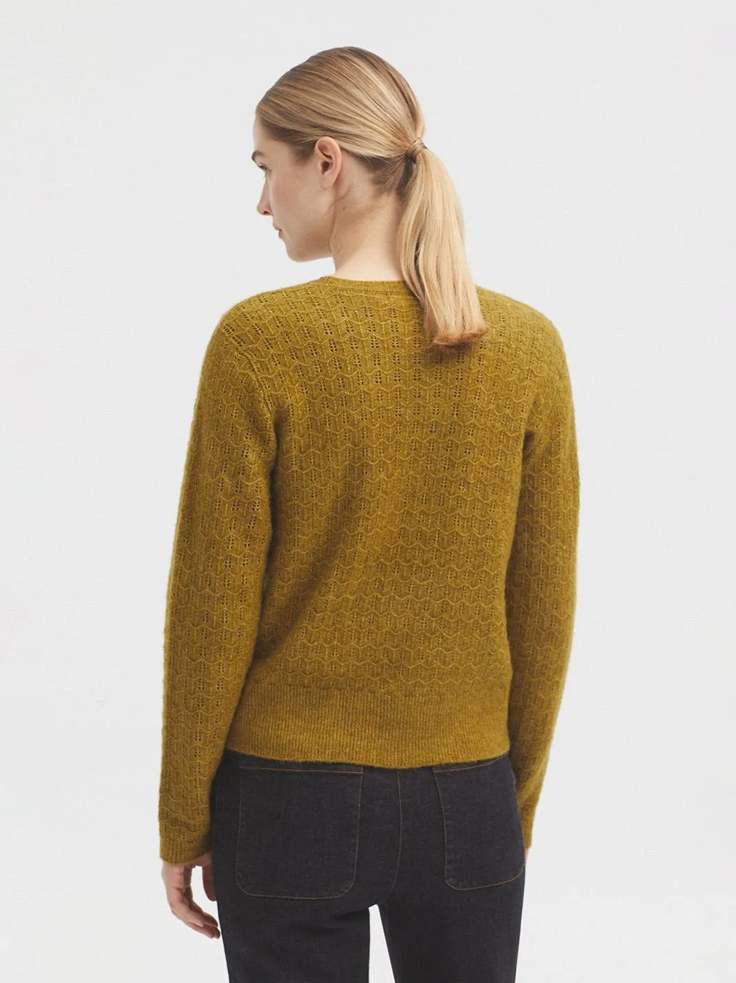 Nice Things Openwork Cashmere Blend Cardigan Green