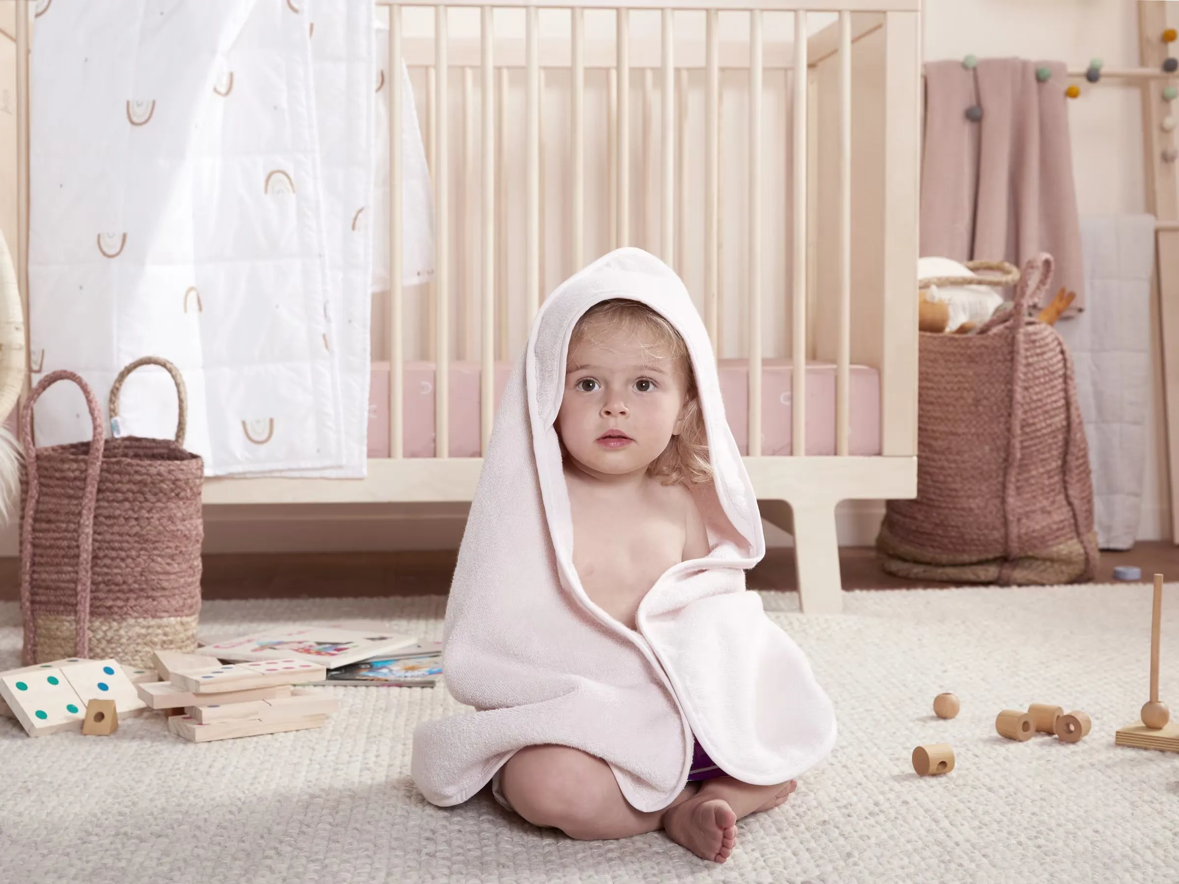 Organic Hooded Toddler Towel (Blush)