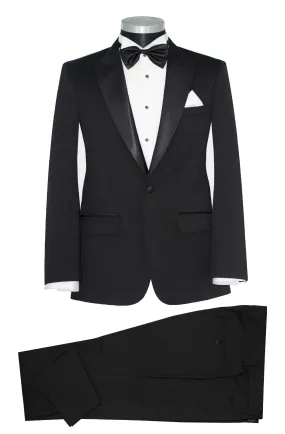 PEAK LAPEL SLIM FIT BLACK TUXEDO SUIT FOR MEN