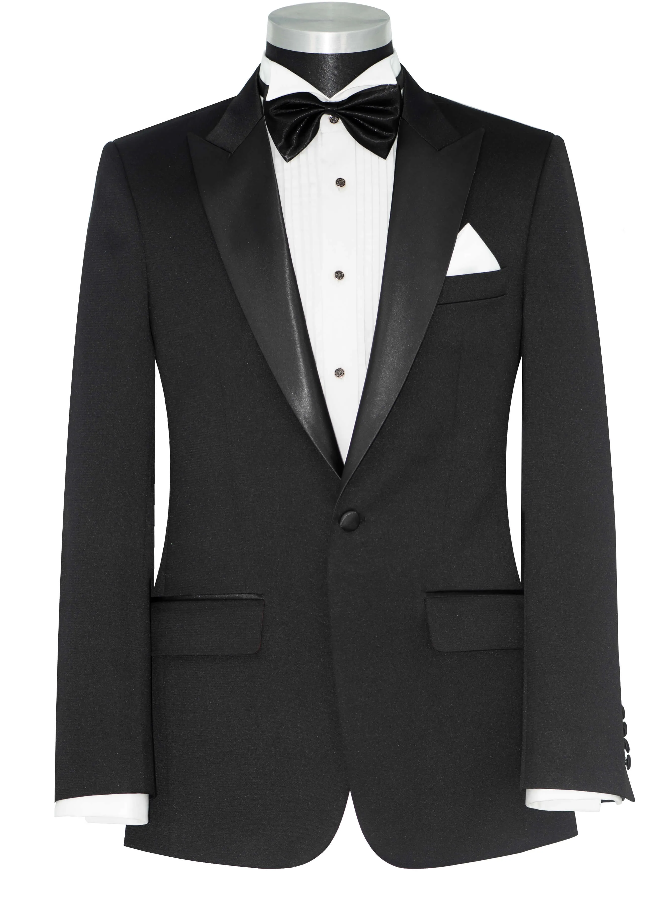 PEAK LAPEL SLIM FIT BLACK TUXEDO SUIT FOR MEN
