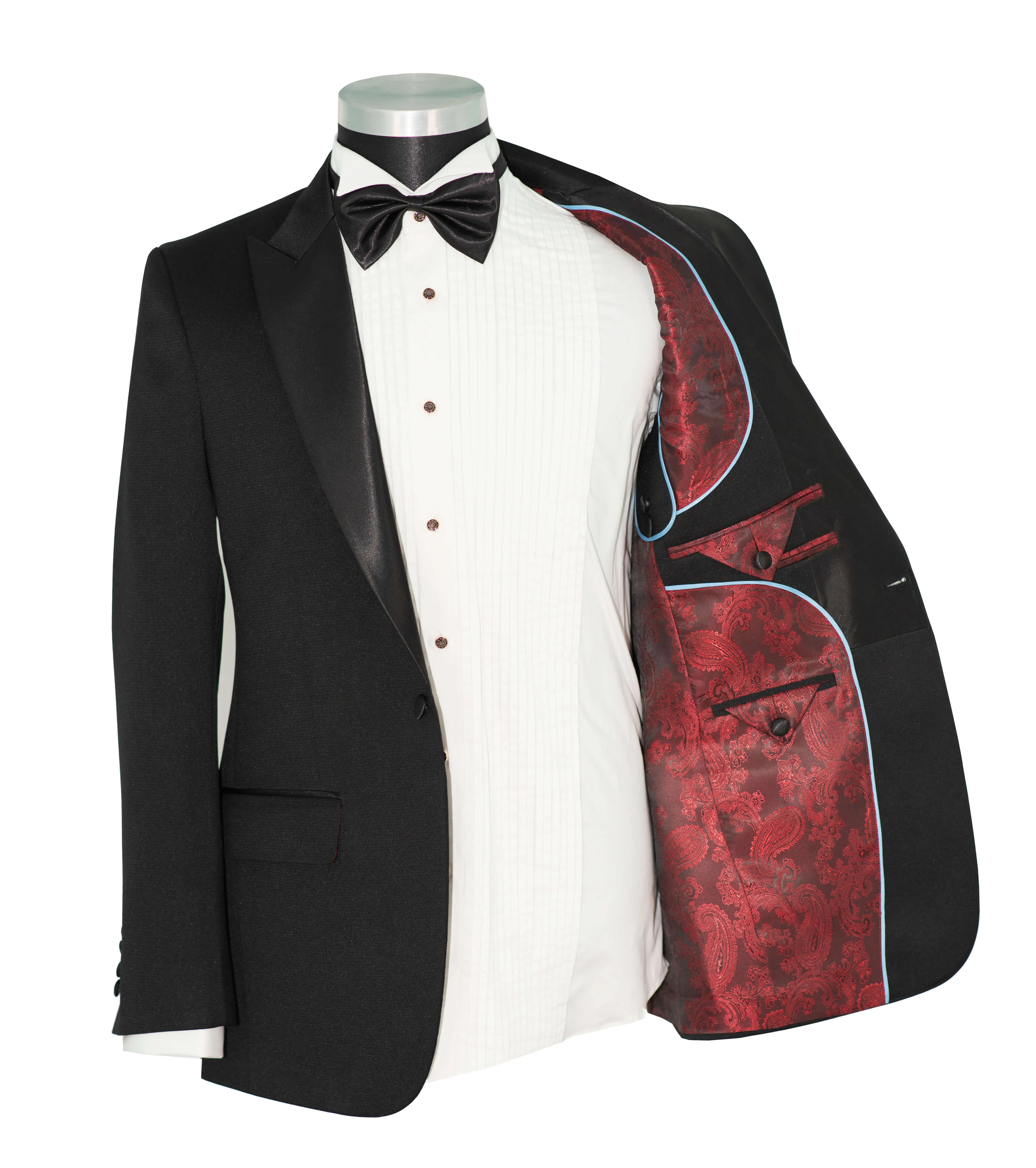 PEAK LAPEL SLIM FIT BLACK TUXEDO SUIT FOR MEN