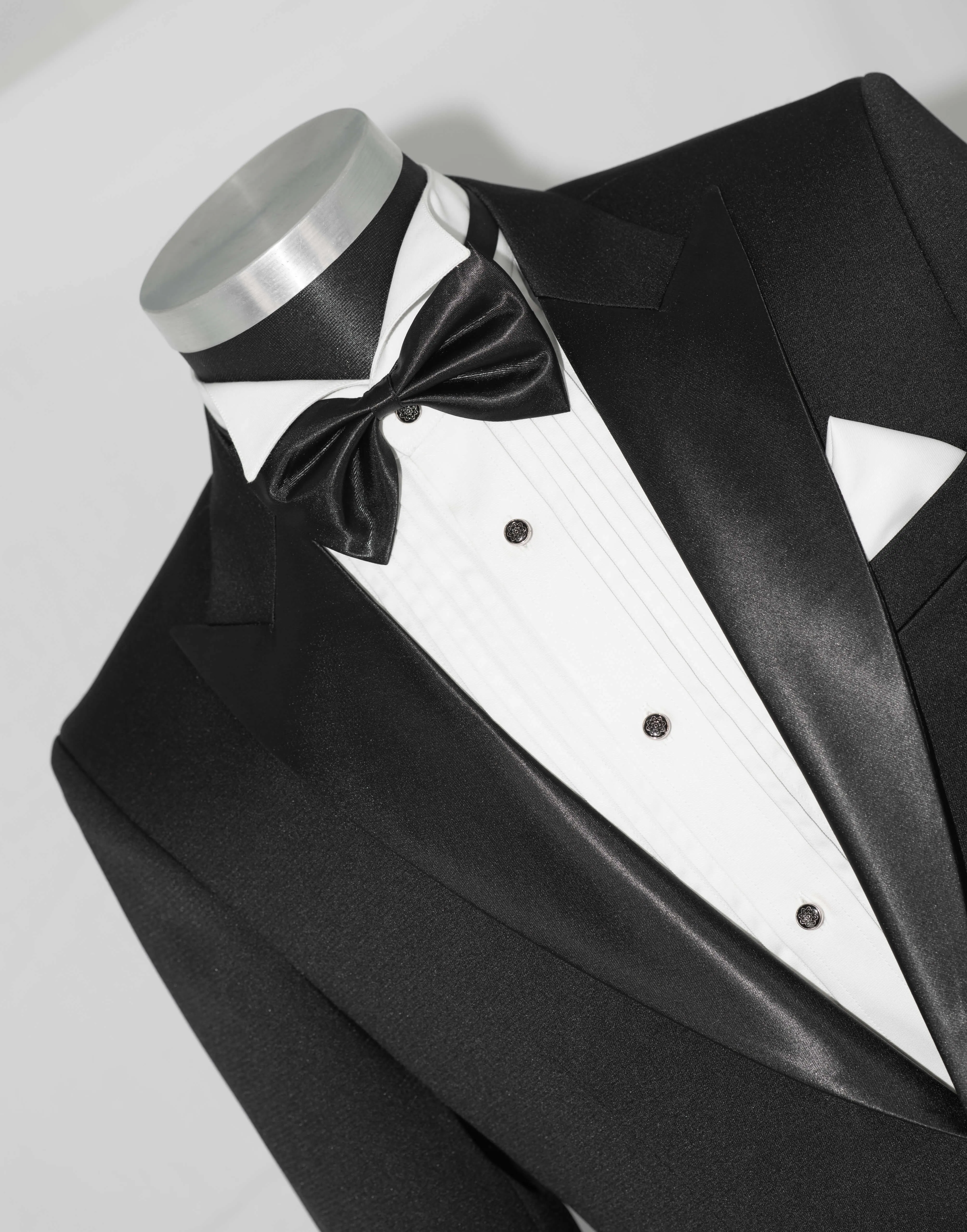 PEAK LAPEL SLIM FIT BLACK TUXEDO SUIT FOR MEN