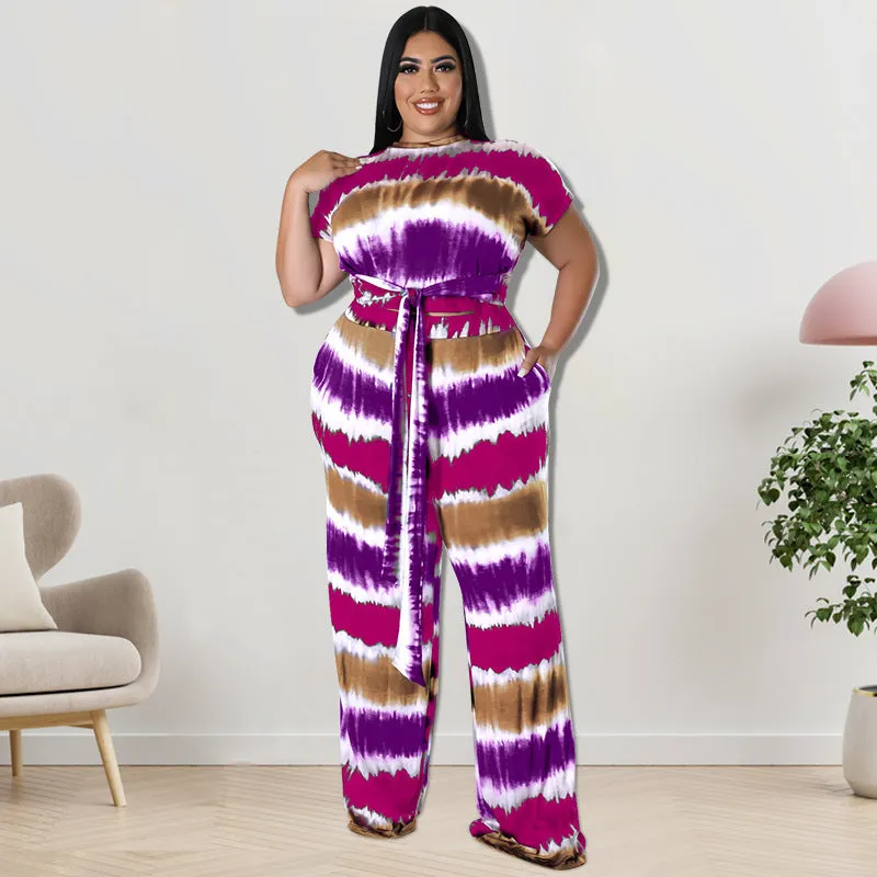 Plus Size Fall Women Clothing Straight Leg Trousers Pantsets
