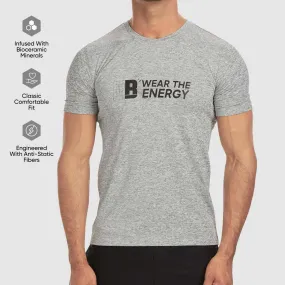 Printed Crew Neck Tee - Grey Melange
