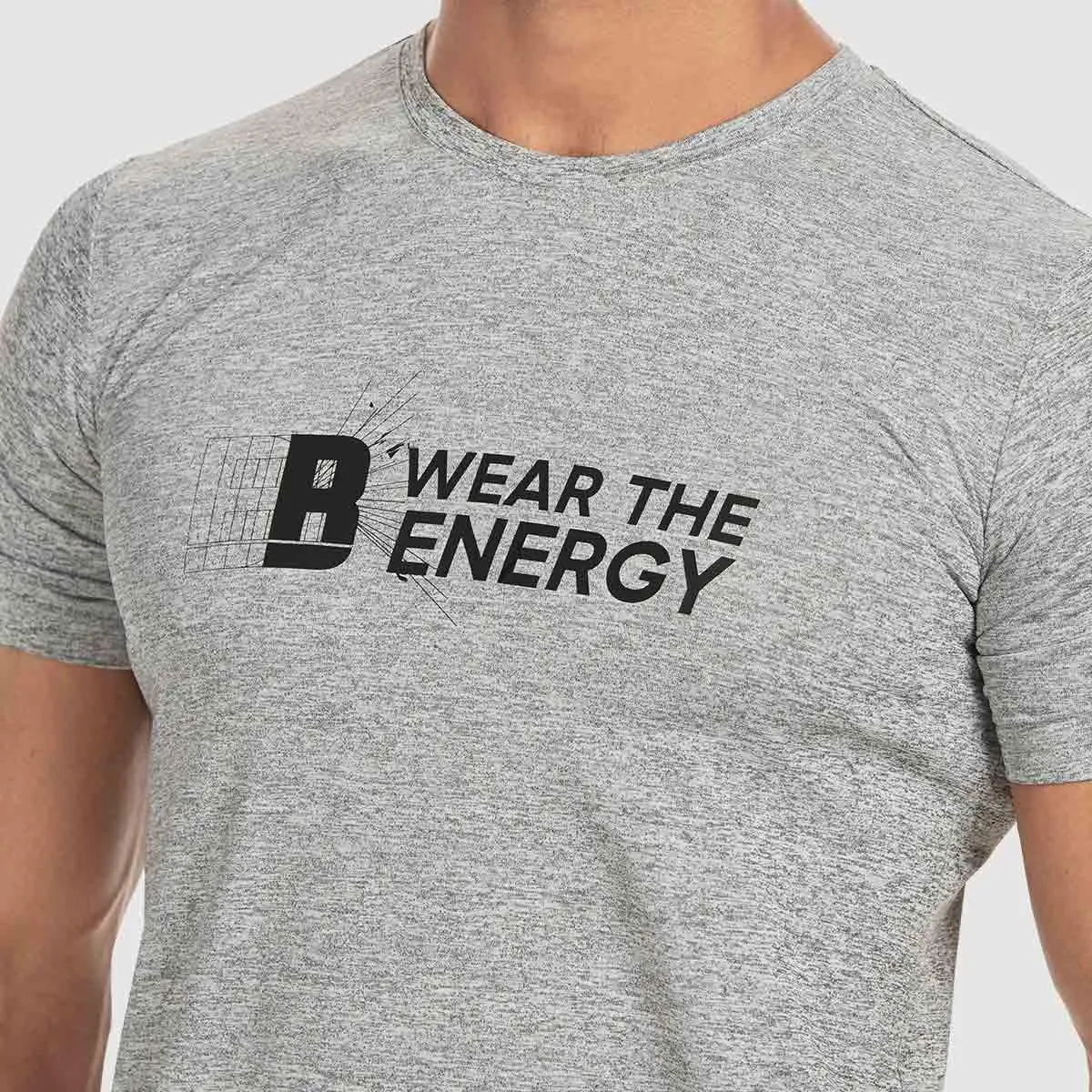 Printed Crew Neck Tee - Grey Melange