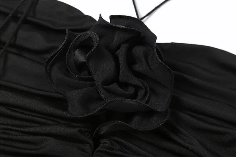 Ruched appliques solid top