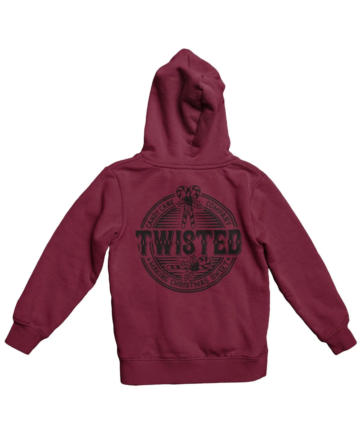 Twisted Candy Cane Mono-Colour Back Printed Christmas Hoodie