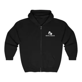 White Logo Heavy Blend™ Full Zip Hooded Sweatshirt