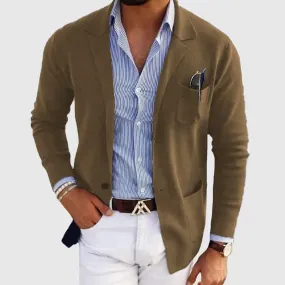 Wiaofellas  -  Casual Suit Jackets For Mens Autumn Vintage Solid Color Long Sleeve Buttoned Lapel Blazer Jacket Men Fashionable Slim Suit Coats