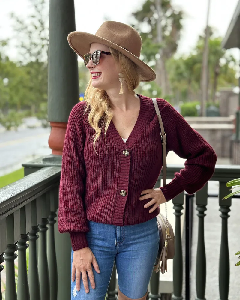 Zeagoo Women's 2023 Fall Chunky Knit Cardigans Open Front Long Sleeve V Neck Button Loose Cardigan Sweaters
